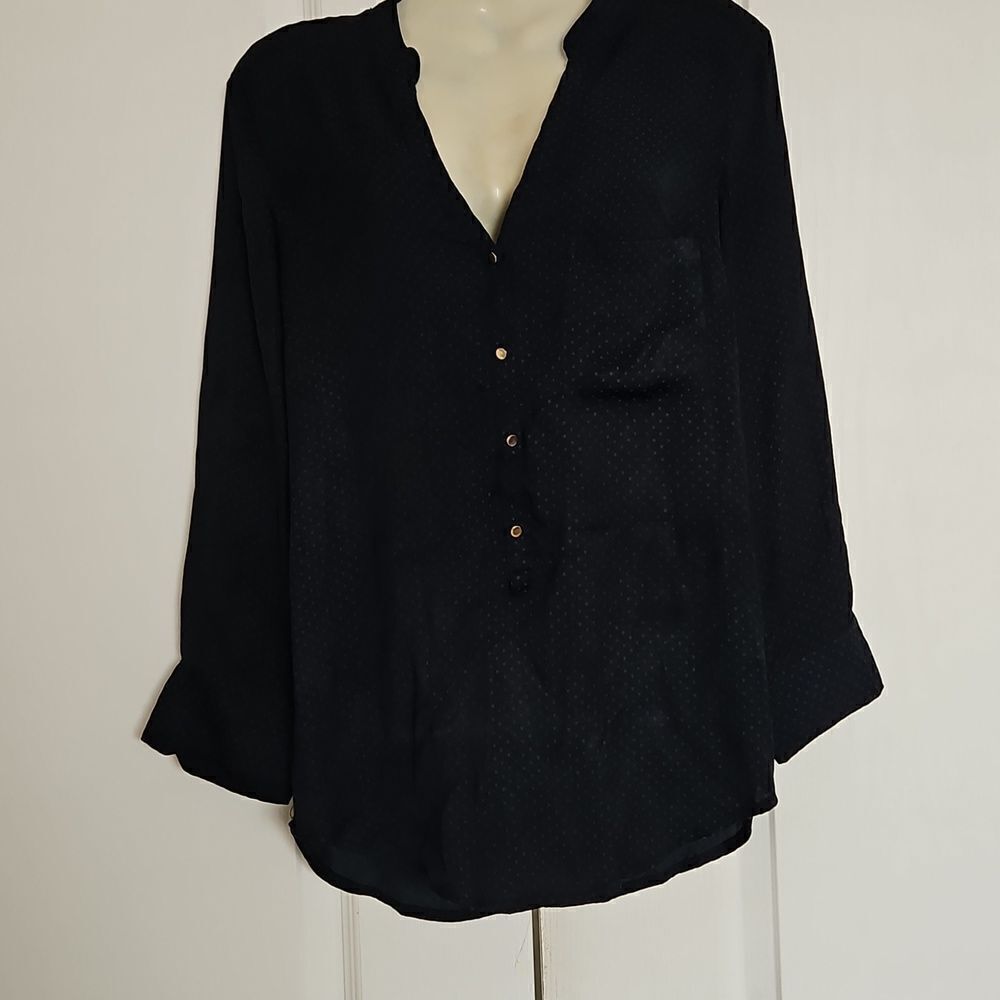 Zara Women's Casual Button-Down Shirt Long Sleeves Shirt Navy Blue Small - Picture 2 of 16